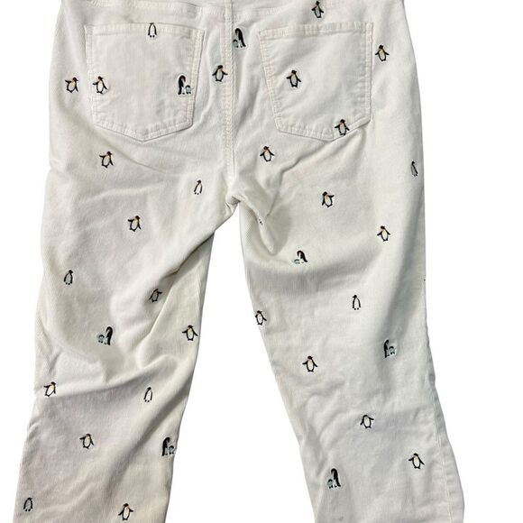 Talbots Penguin Novelty Flawless Five Pocket Slim Ankle Cream Corduroy Pants 8p - Picture 8 of 15